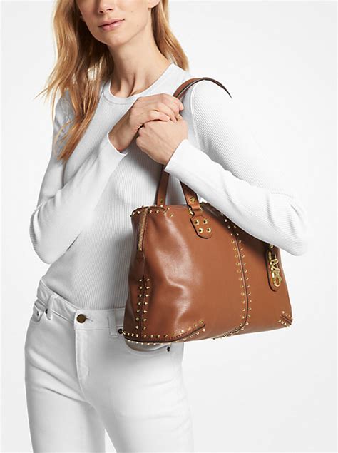 michael kors astor large leather satchel|macy's astor leather tote.